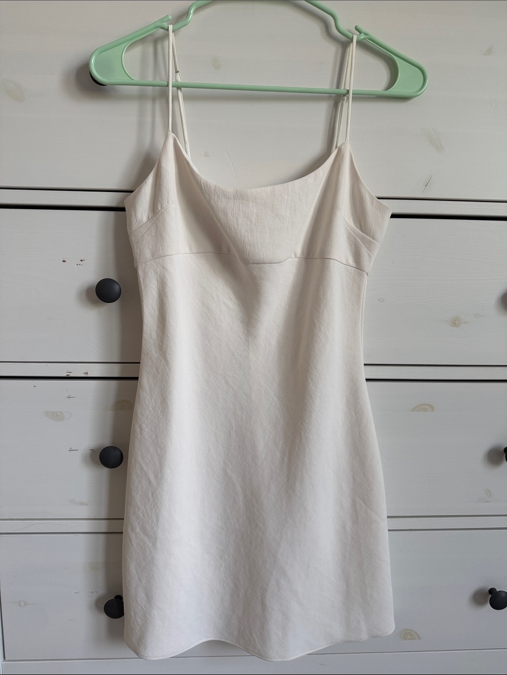 Aritzia Foxley Dress Crepette Japanese crepe strappy mini dress in birch - Picture 5 of 6